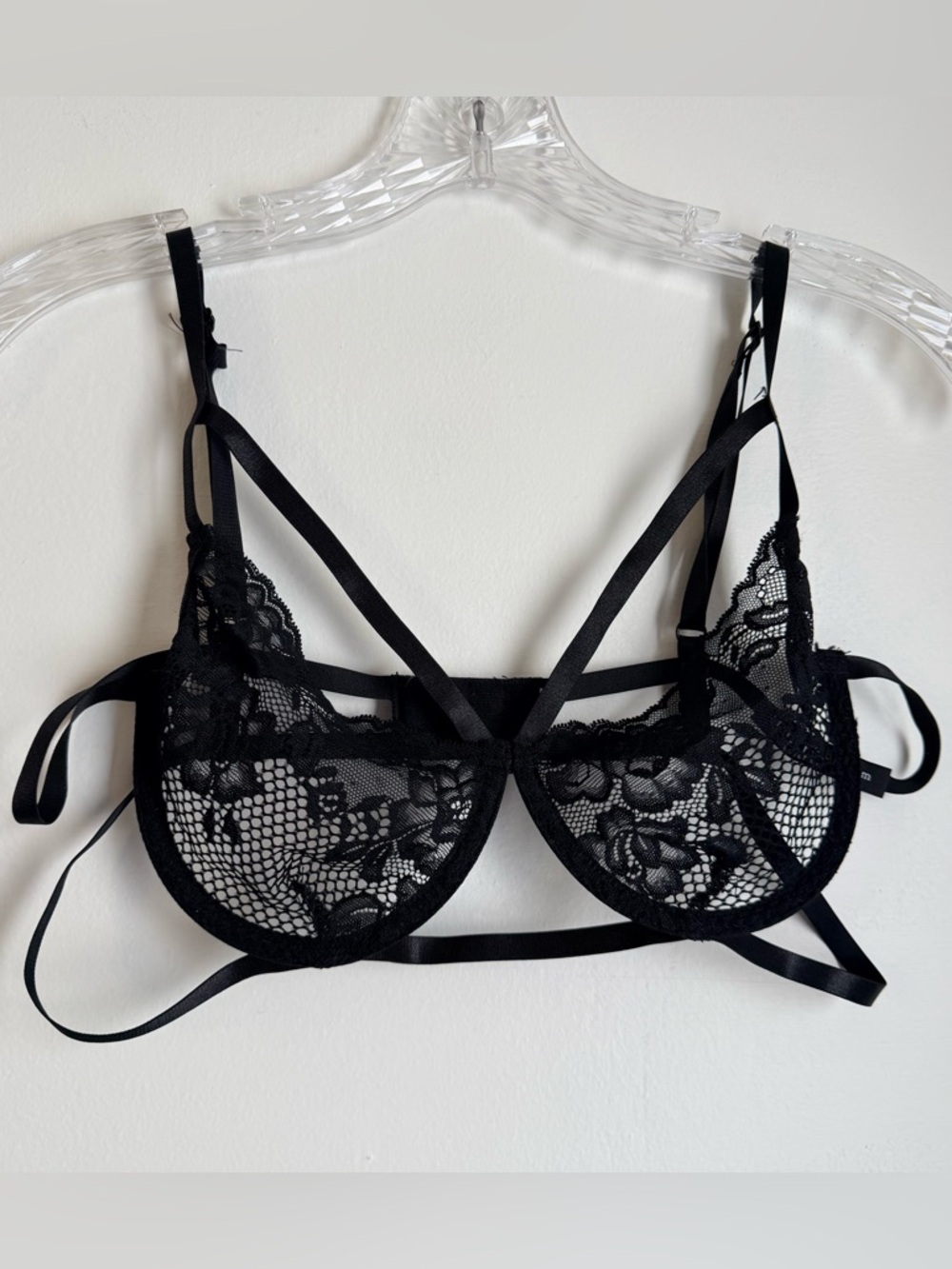 Nasty Gal Black Lace Strappy Underwire Bralette